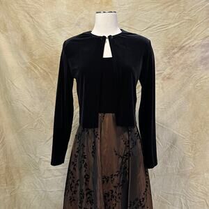 Vintage 90s Velvet Floral Whimsygoth Dress and Jacket Pair
